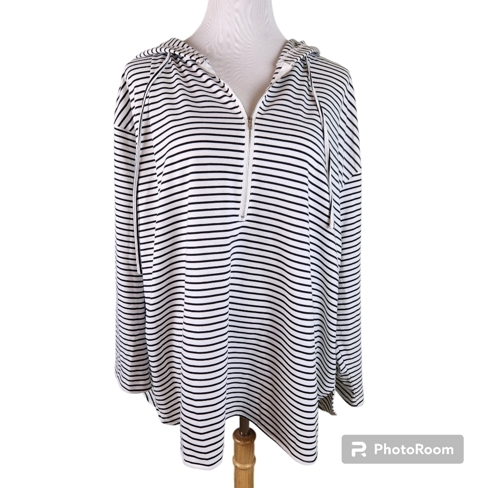 SHEIN striped hooded shirt